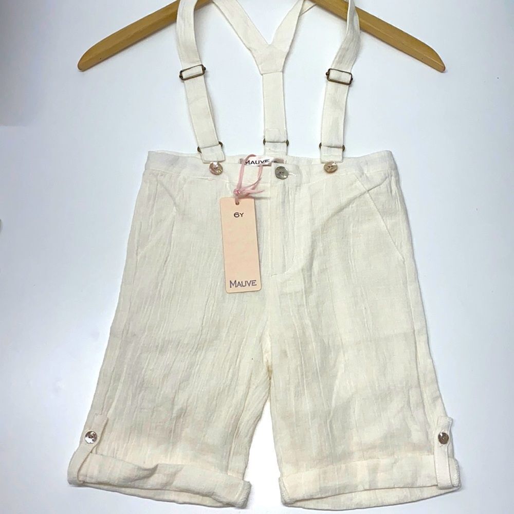 MAUVE GIRL SHORT SUSPENDER PANTS NEW SZ 6 cream